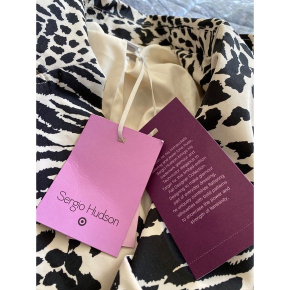 Women's Animal Print Strong Shoulder Trench Coat Sergio Hudson Black M Medium - Picture 8 of 8